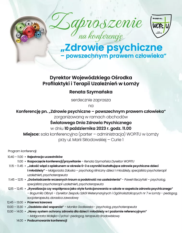 Zaproszenie na konferencję „Zdrowie psychiczne – powszechnym prawem człowieka”